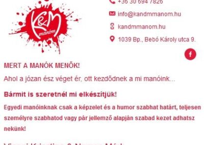 K&M Manóm - egyedi ajádéktárgy készítés email aláírás